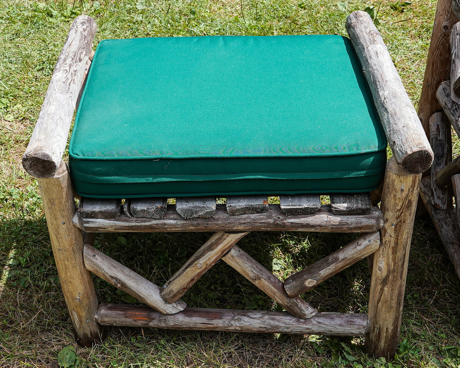 Adirondack Rustic Bench and Ottoman - 4