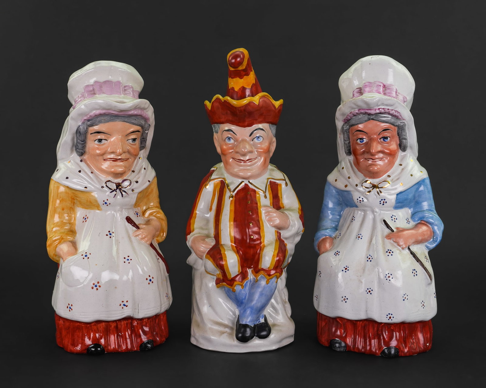 3 Punch and Judy Staffordshire Toby Jugs (1 of 1)