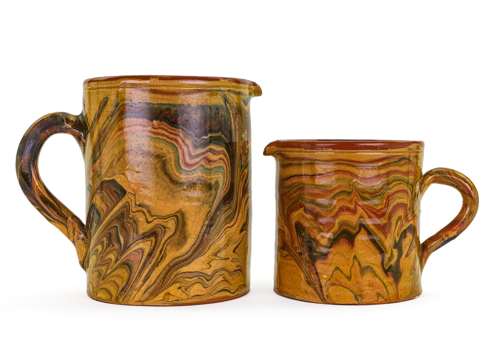French Jaspe Marbleized Redware Pitchers (1 of 1)