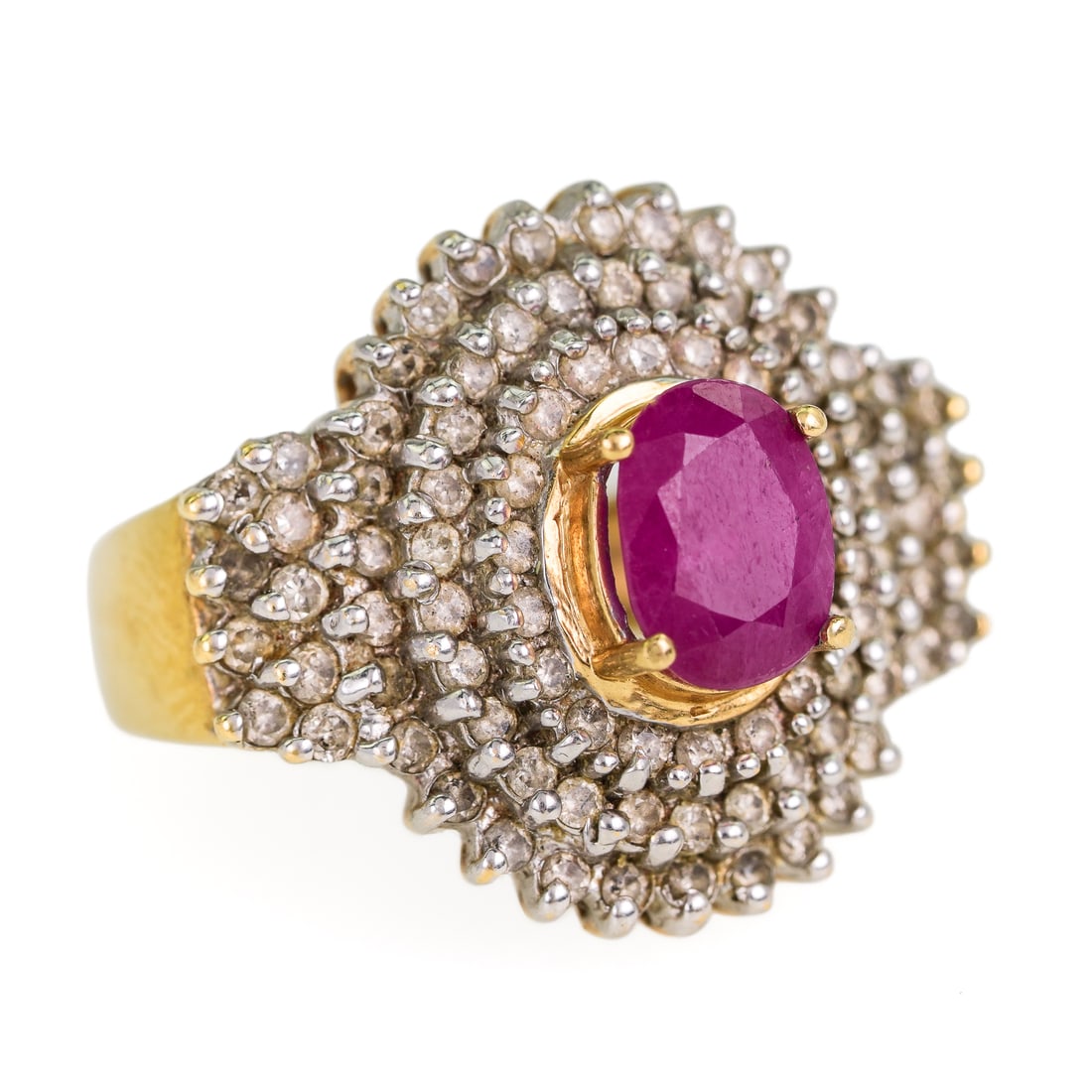 14k, Ruby, & Diamond Cake Tier Cocktail Ring (1 of 1)