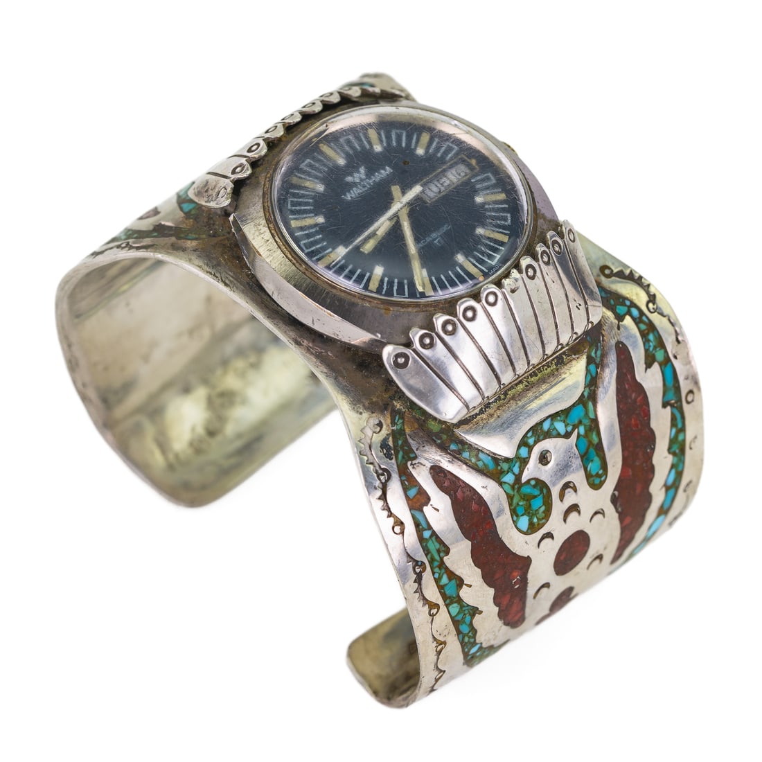 Navajo Silver Cuff Waltham Watch (1 of 1)