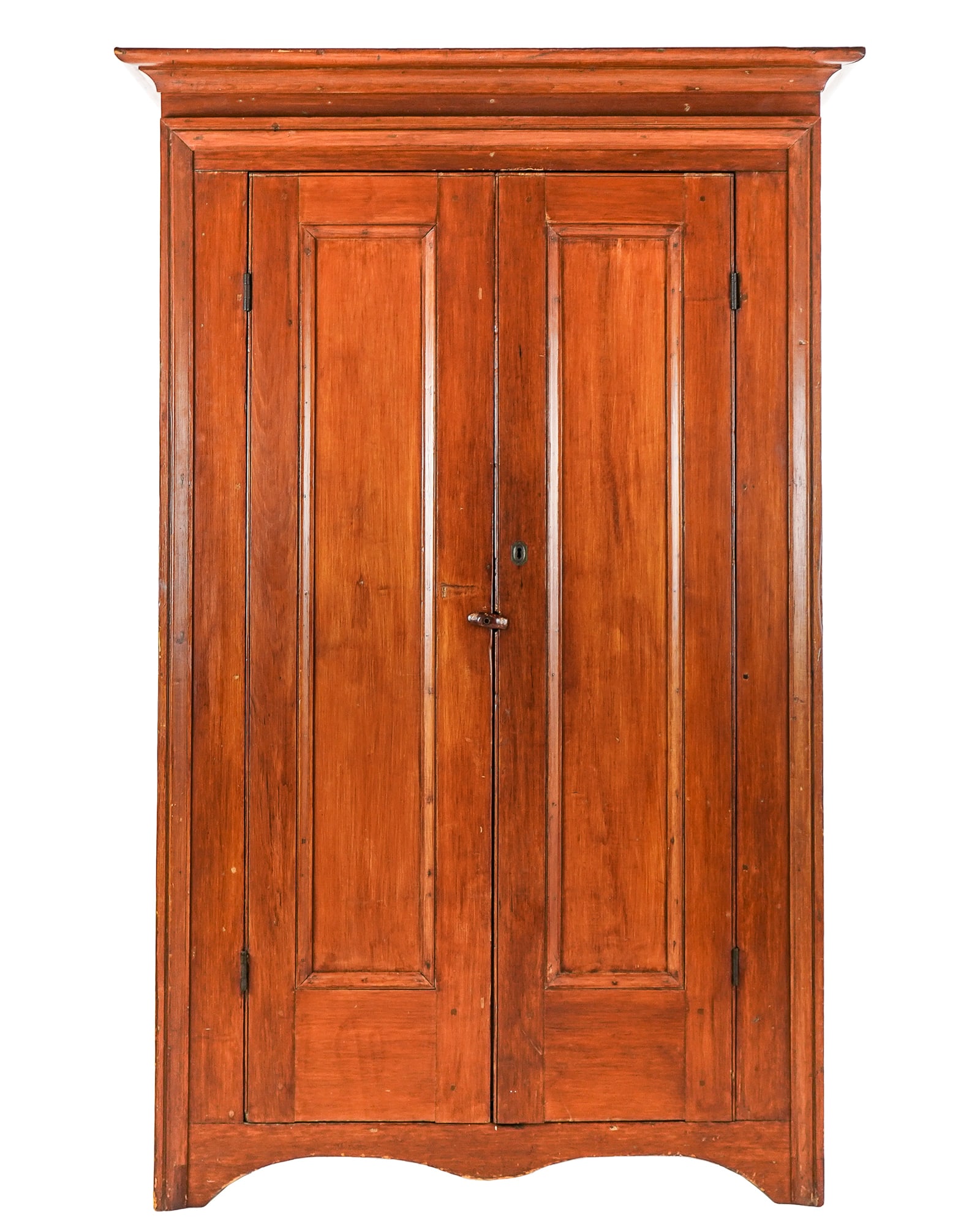 19th c Pine Two door Cupboard: 19th c Pine Two door cupboard with beaded paneled doors, one shelf removed and irregular holes in backboards from 1980's Television cabinet Conversion. 78 x 50 x 20.5"