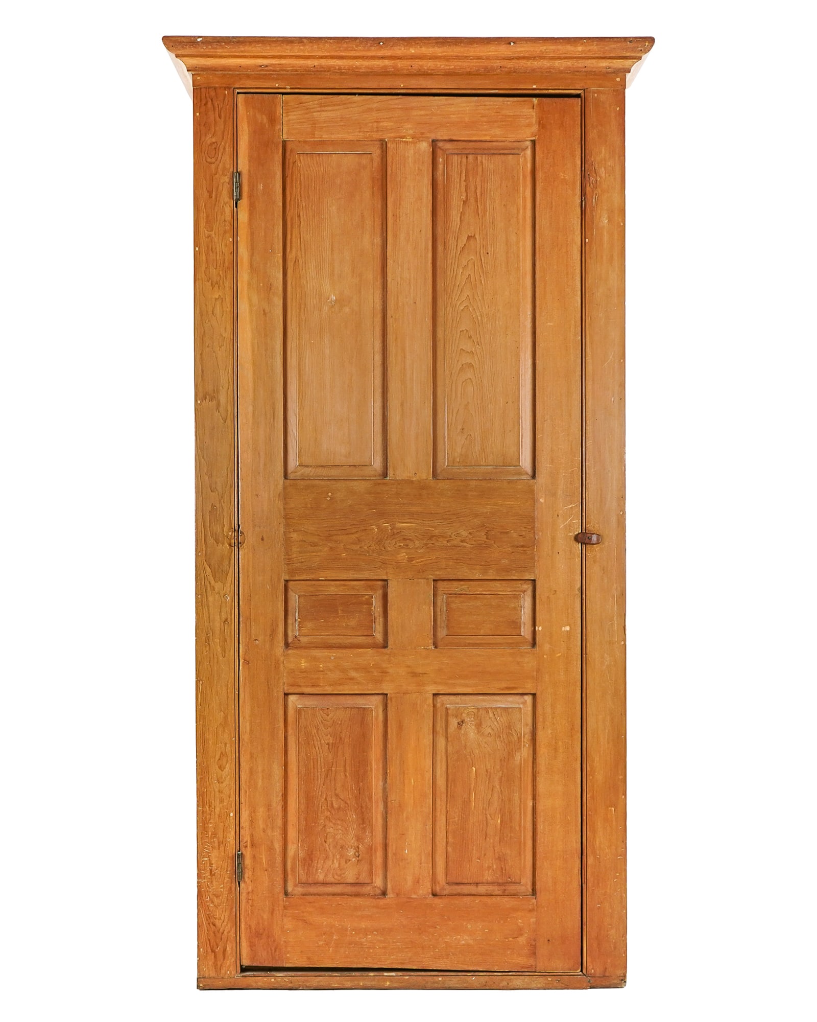 19th c Pine one door Cupboard: 19th c Pine one door cupboard in a waxed finish, 3 inner shelves have been removed to act as a closet or armoire, sturdy and clean 84 x 43 x 23"