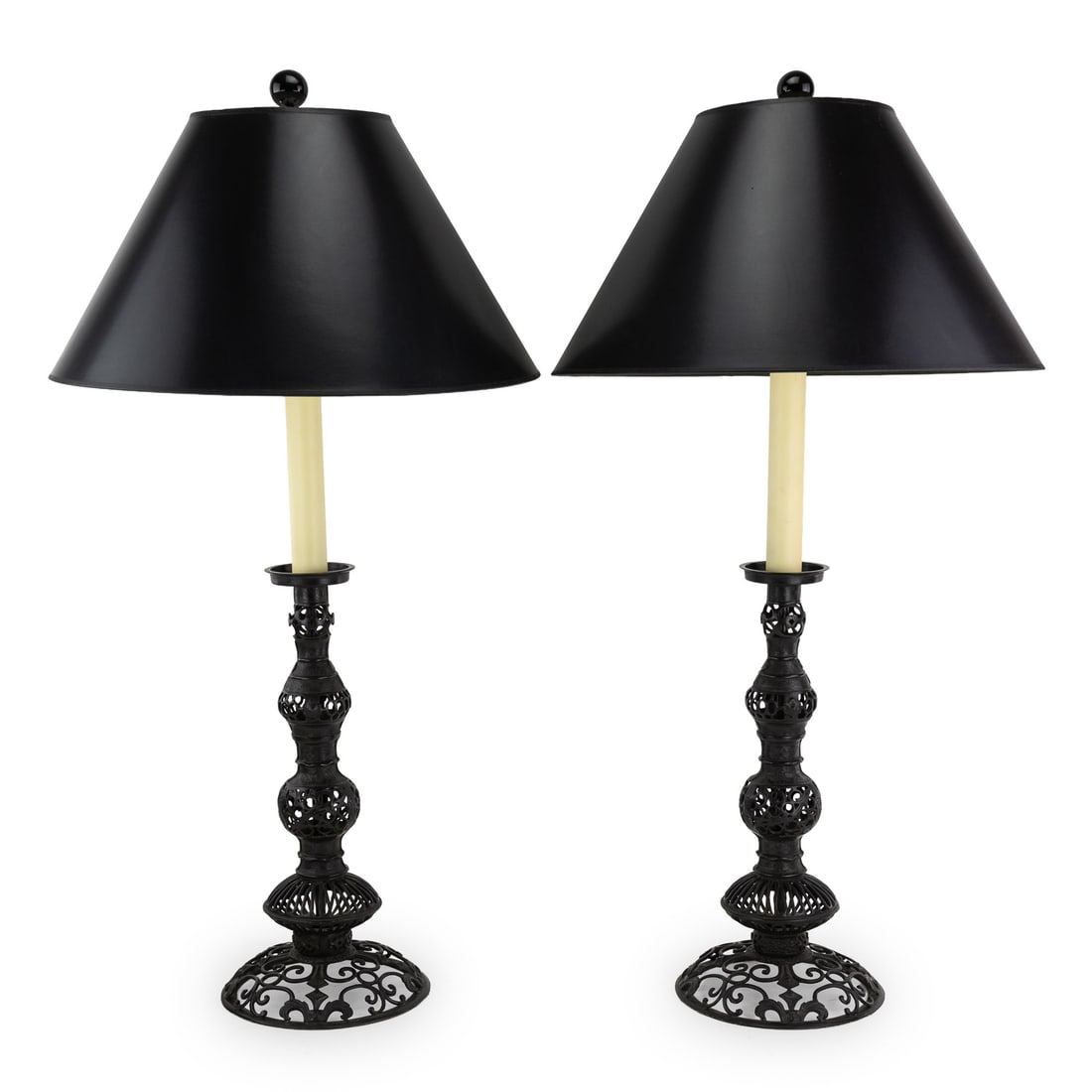 Pair Chinese Bronze Table Lamps (1 of 1)