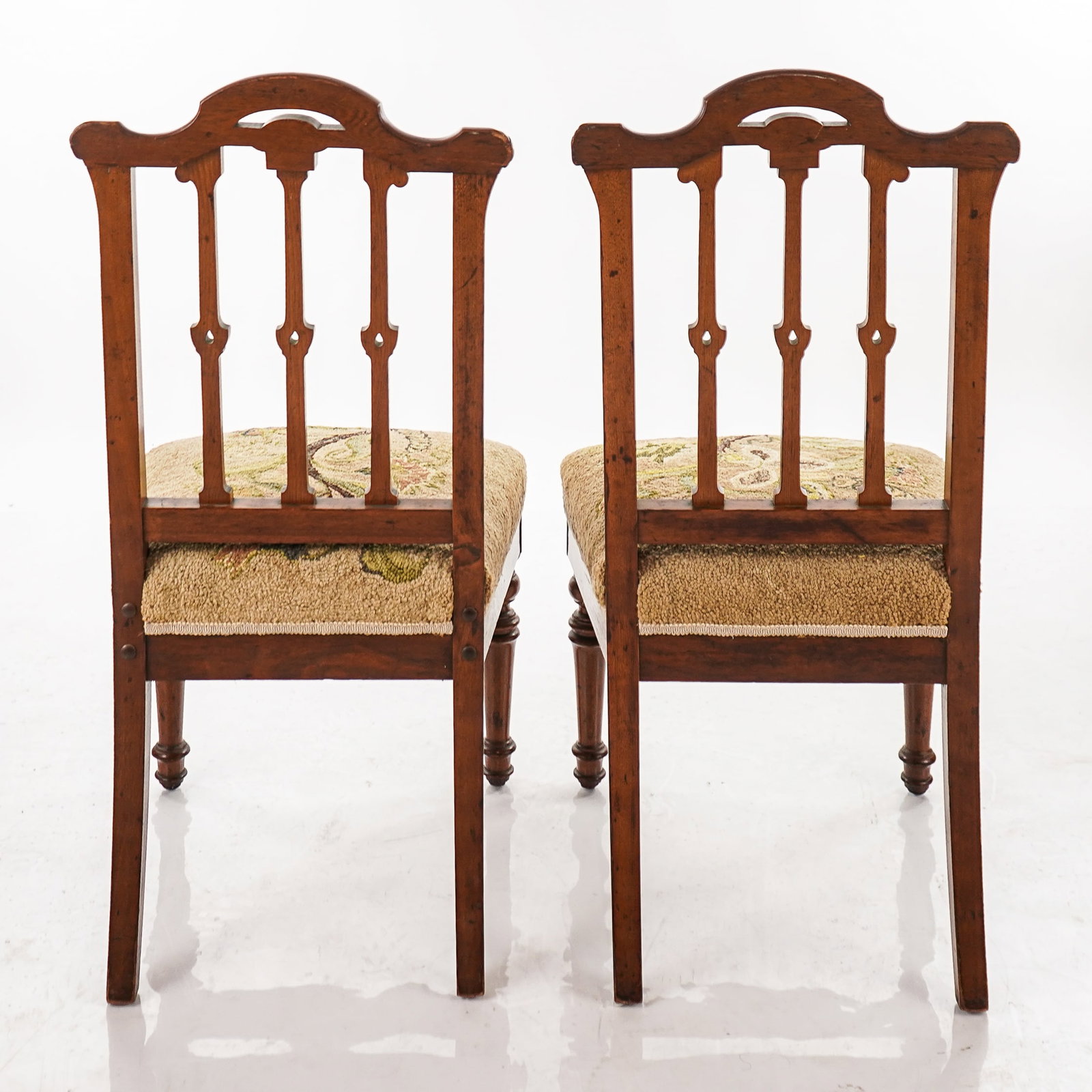 Pair English Walnut Gothic Side Chairs - 5