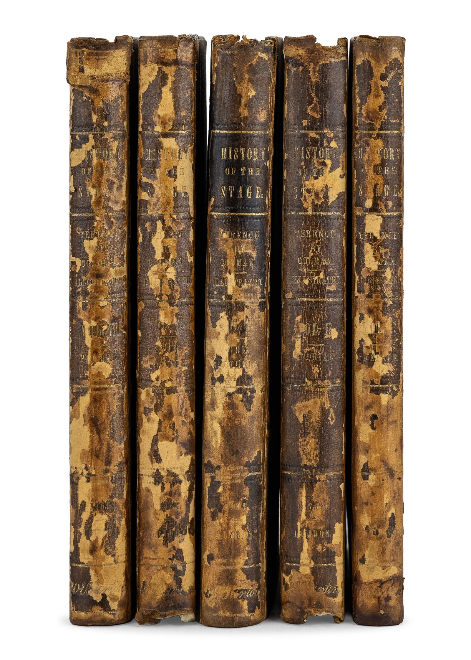 1768 Geo Colman Comedies of Terence Extra-Illustrated Books: 1768 George Colman "The Comedies of Terence" (the Roman Playwright), 2nd edition- unique, (5 vols extant), originally printed in 2 vols, but extra illustrations were added in 1850 with a new title