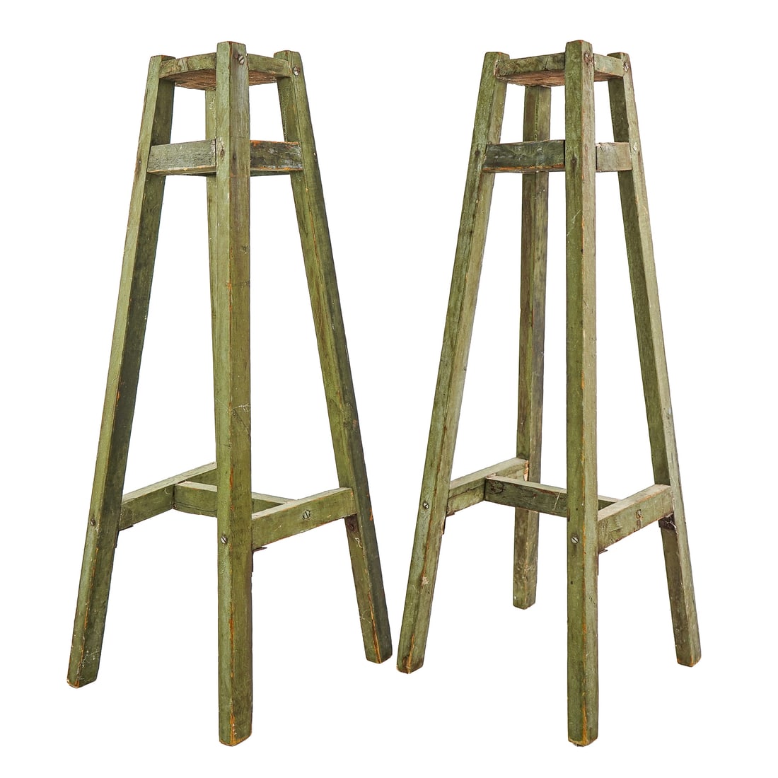 Pair of Country Painted Fern Stands: Pair of country painted fern stands, ht 30"