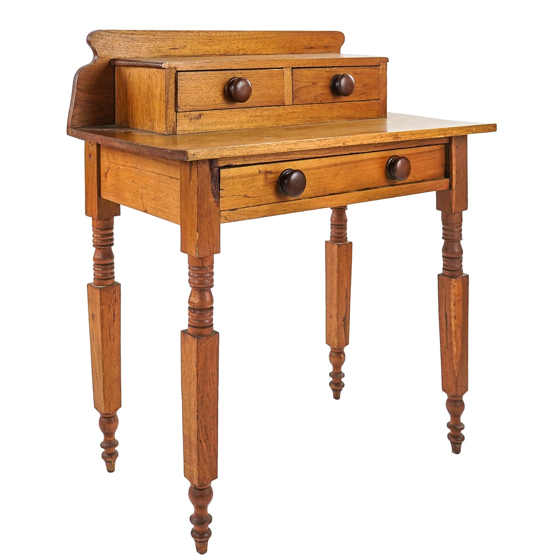 Ca 1840 Butternut Dressing Table: Ca 1840 Vermont or New York butternut dressing table, tapering blocked & turned legs, width 31 1/2", depth 18" , ht 36"