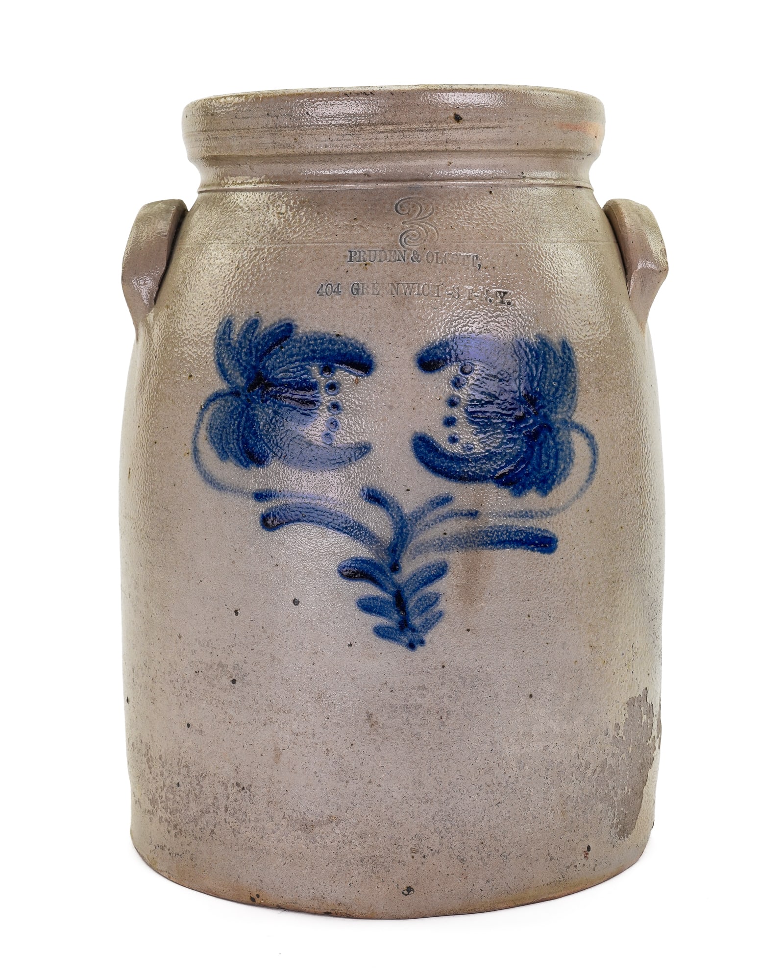 Rare Pruden & Olcott Blue Dec Stoneware Crock (1 of 1)