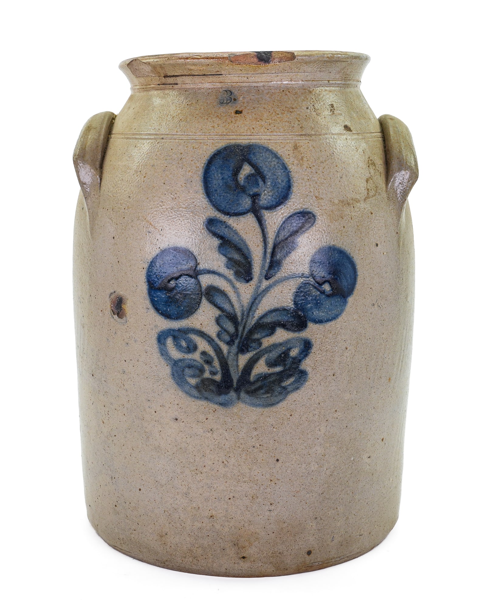 3 Gallon Blue Decorated Stoneware Crock (1 of 1)