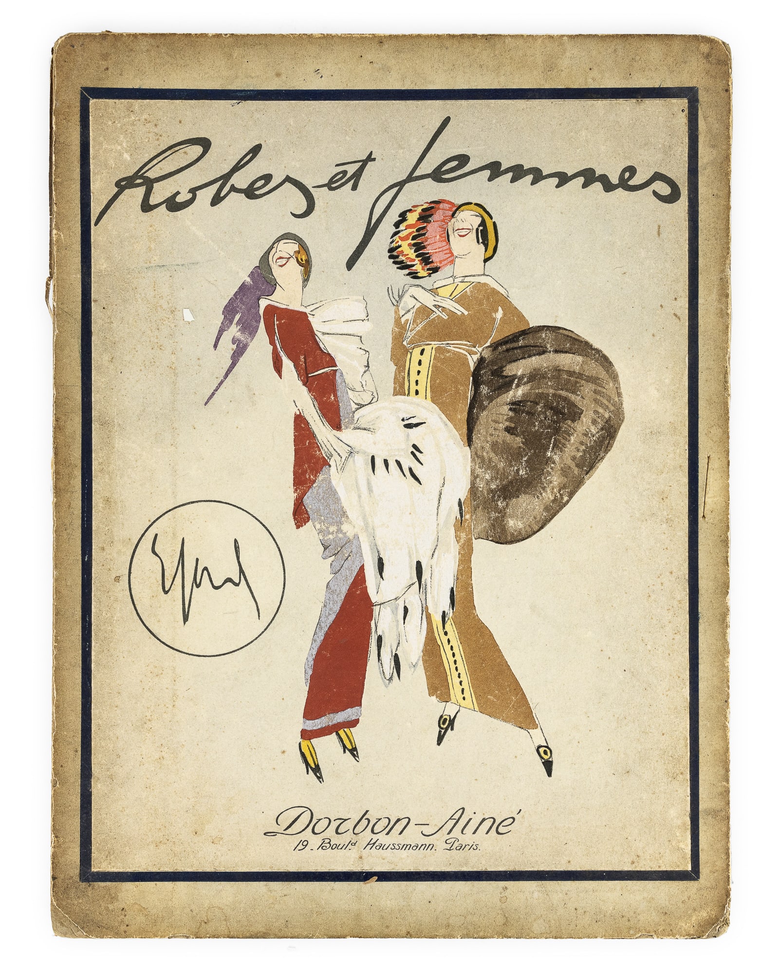 Enrico Sacchitti- Robes Et Femmes- 1913 Dorbon-Aine Paris: Enrico Sacchitti- Robes Et Femmes- 1913 Dorbon- Aine Paris; 16 x 12" Editioned 190/300 with 13 Porchoir (Sprayed Stencil) plates Losses and damage to binder as shown plates are very clean.