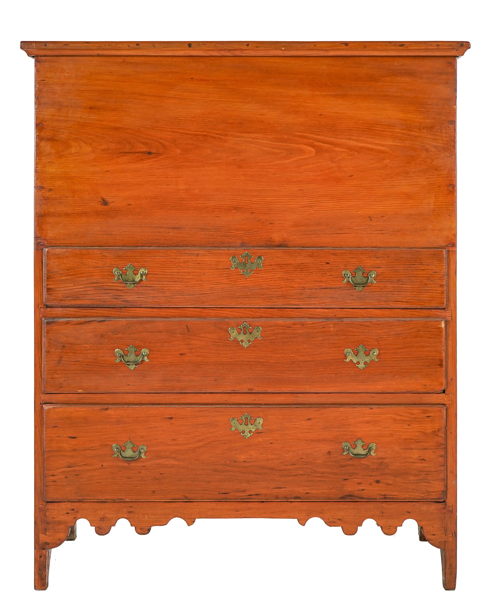 19th c Pine Refinished 3 drawer blanket chest (1 of 1)