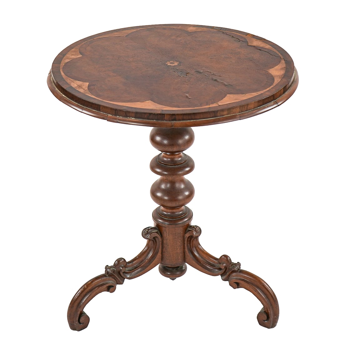 Victorian TIlt-Top Tea Table with Marquetry Top (1 of 1)