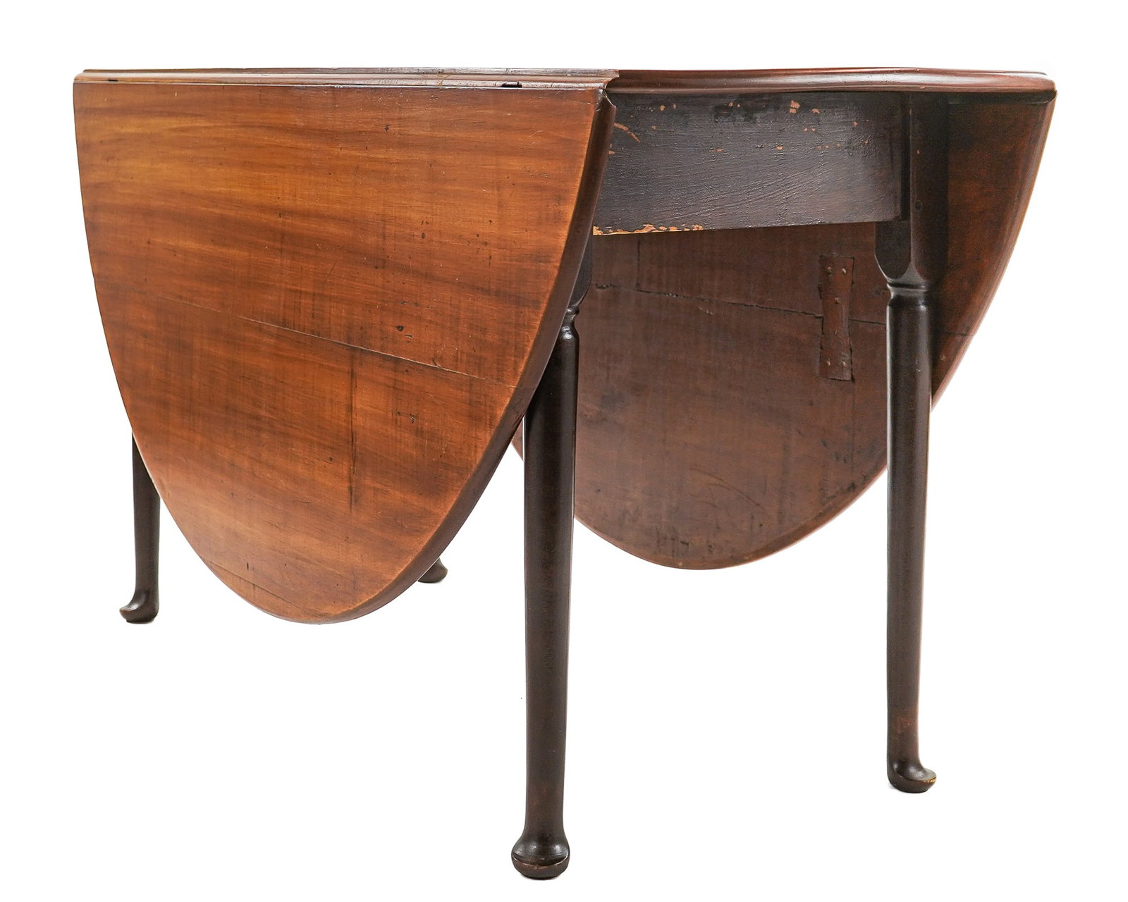 Large Drop Leaf table: Large 19th c Drop leaf table with 20th c restorations including butterfly cleats, reinforcements, and replacements- 28 x 52 x 18" 22" leaves