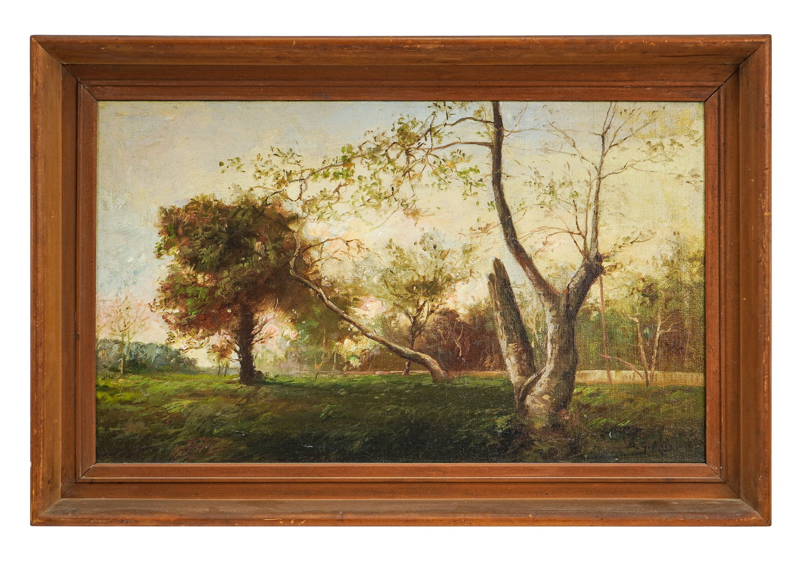 GB Ruiz (19th c) Autumn Landscape: G B Ruiz (19th c) Autumn Landscape signed lower right 13 x 23" 17 x 26" as framed, re-lined