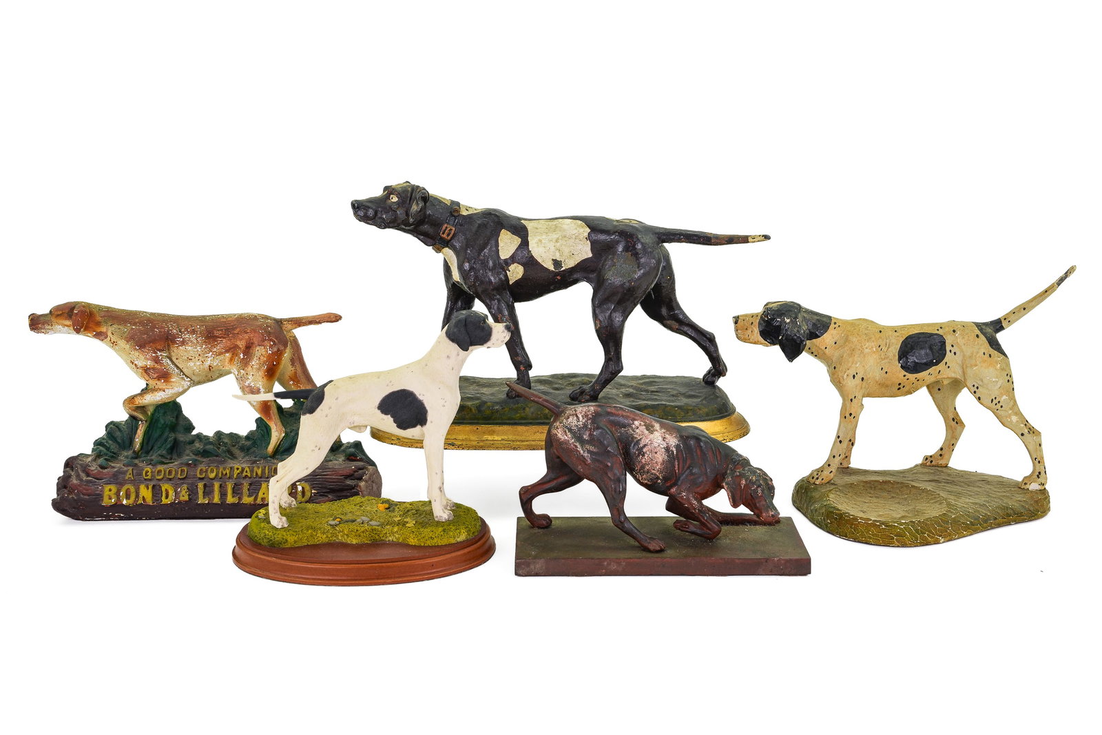 White Metal, Chalkware Pointer Hound Figures (1 of 1)