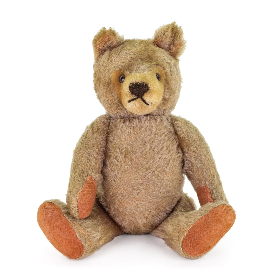 13" ca 1930's Steiff Bear: Ca 1930's Steiff mohair teddy bear, jointed body, glass eyes, ht 13", overall good condition