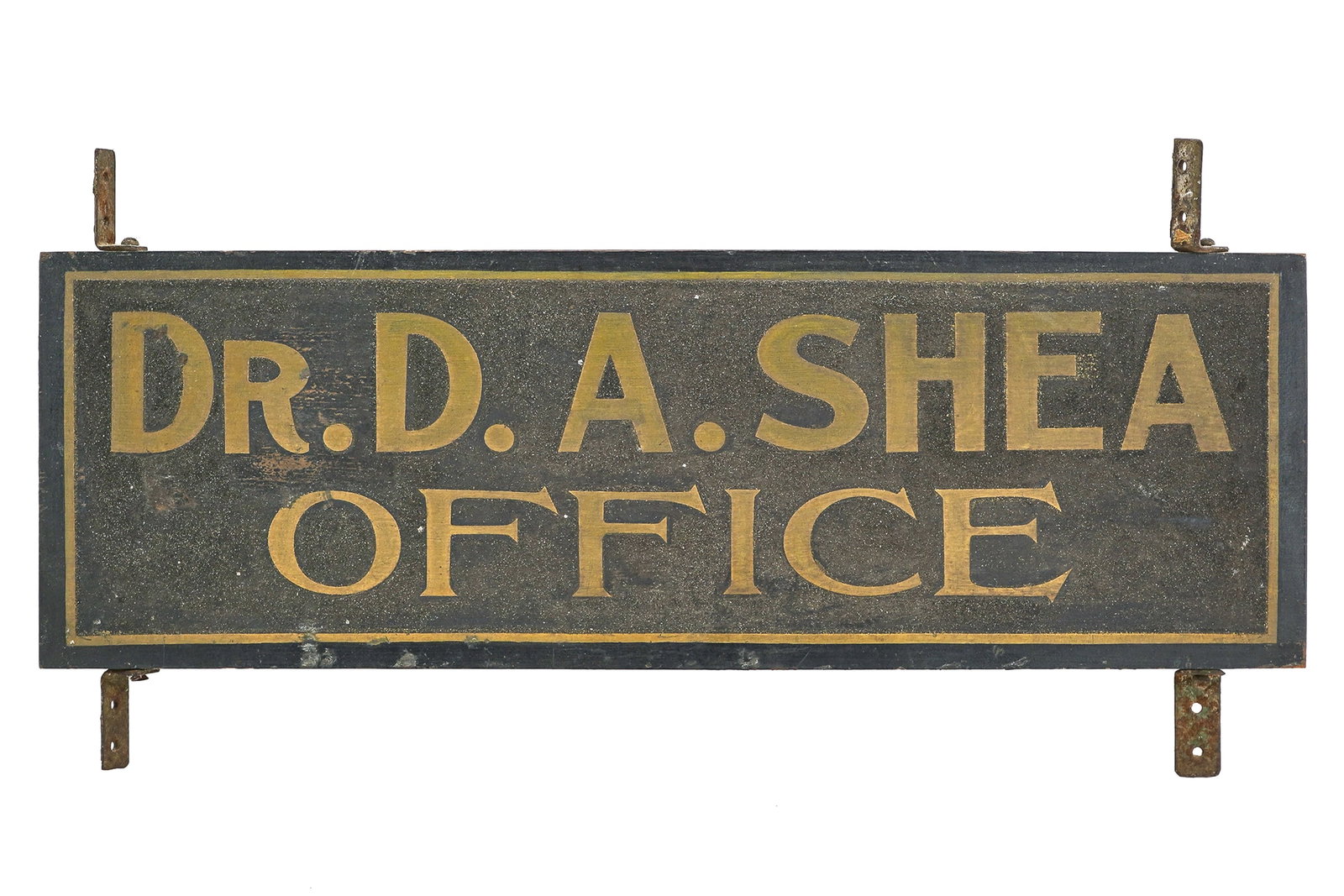 Early 20th c Sanded Doctor's Sign: Early 20th c sanded Doctor's sign "Dr D A Shea Office", early 20th c (Daniel Augustus Shea 1881-1924) office at 26 Clark St, Burlington, personal physician to Bishop Michaud who founded Fanny Allen
