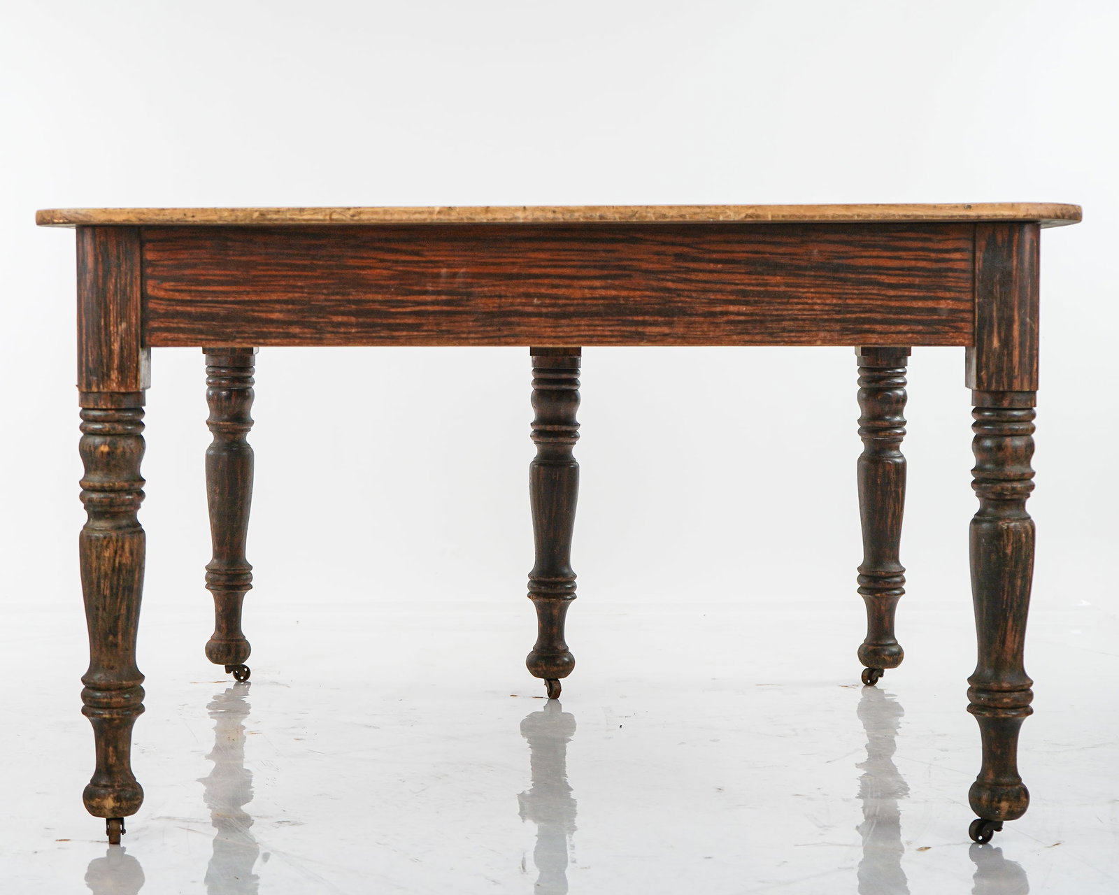 Grain Painted Farm Extension Table. - 2