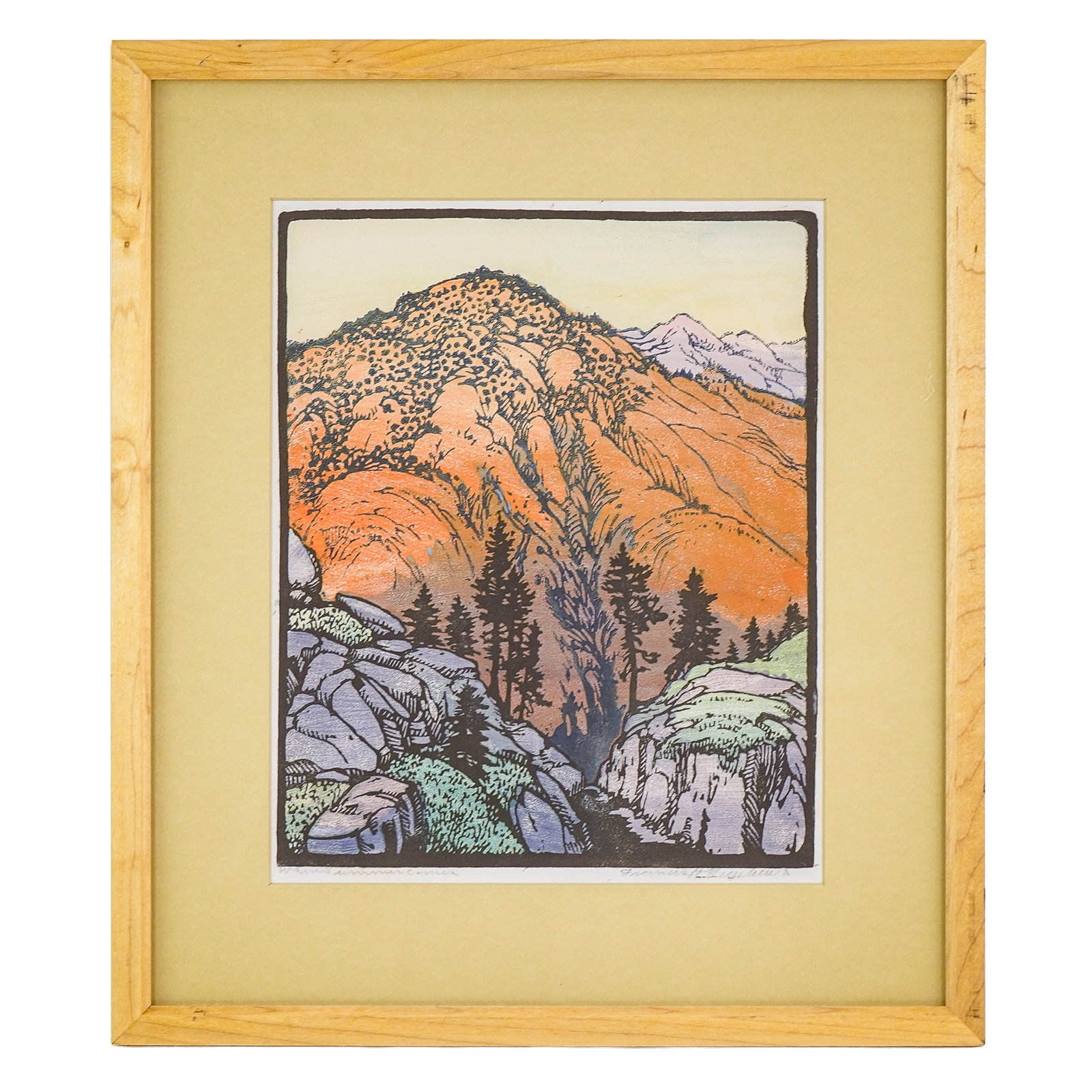 Frances Hammell Gearhart (AM 1869-1958) When Summer Comes: Frances Hammell Gearhart (American 1869-1958) When Summer Comes- Woodblock print on paper signed and identified lower margin- Plate 12.5 x 10.25" 19 x 16.5" as framed. -From HyperAllergic -The Califor