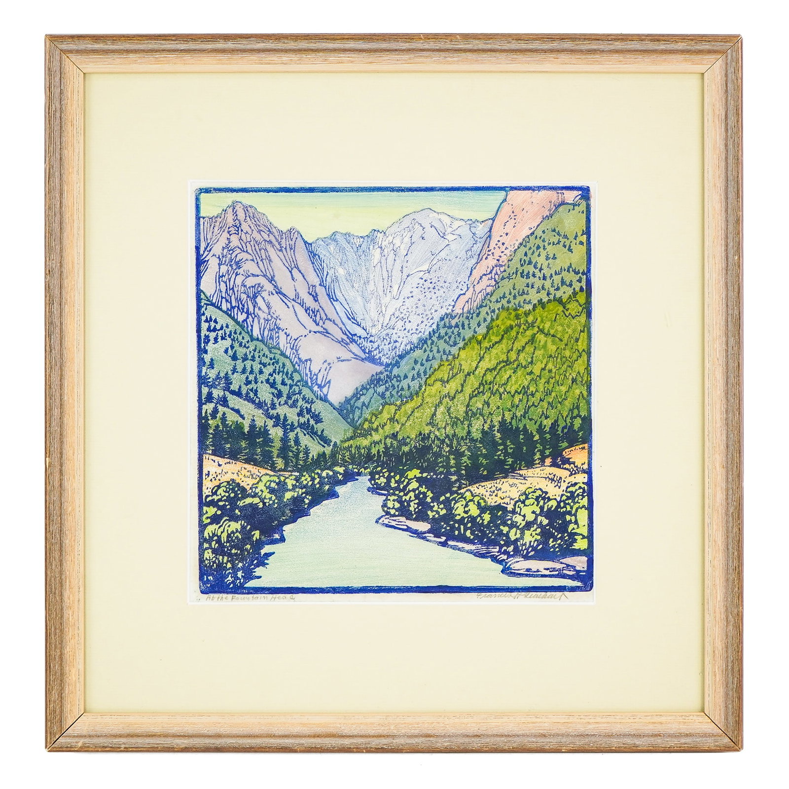 Frances Hammell Gearhart (AM 1869-1958) At The Fountainhead: Frances Hammell Gearhart (American 1869-1958) At The Fountain Head - signed and identified lower margin- Plate 10 x 10" 18 x 17.5" as framed.-From HyperAllergic -The California dream: a lush,