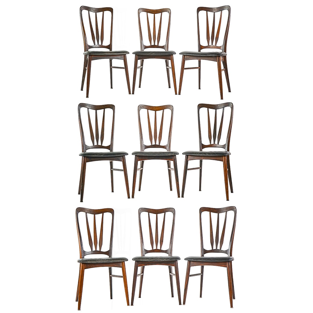 Nine Niels Koefoed For Koefoed Hornslet Rosewood "Ingrid" Chairs: Nine Niels Koefoed For Koefoed Hornslet Rosewood "Ingrid" Chairs