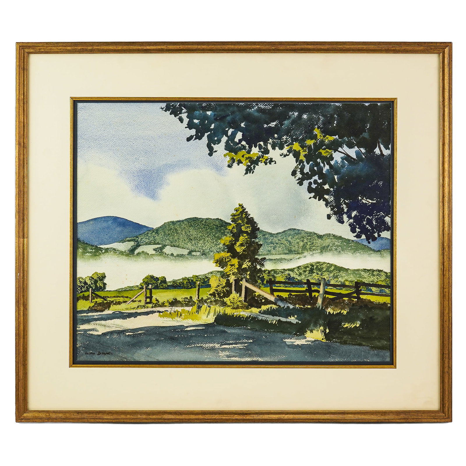 Walton Blodgett (Vermont 1908-1963) Split rail Fence: Walton Blodgett (Vermont 1908-1963) Split Rail Fence watercolor on paper signed lower left 18 x 24" 27 x 31" as framed- . Blodgett was a landscape painter who created the bulk of his work in Vermont,