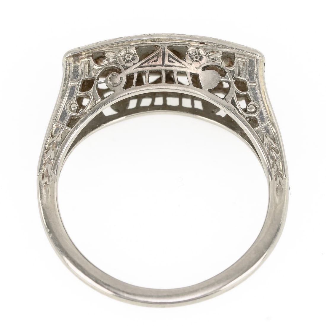 Art Deco 18k 3 Stone Diamond Ring - 7