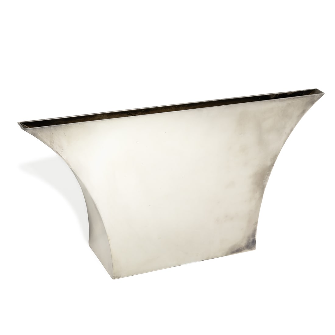 Lino Sabattini Persepoli Vase: Lino Sabattini (Italy 1925-2016) "Persepoli" silver plated vase, signed on bottom, 10" x 20" x 4 1/2"