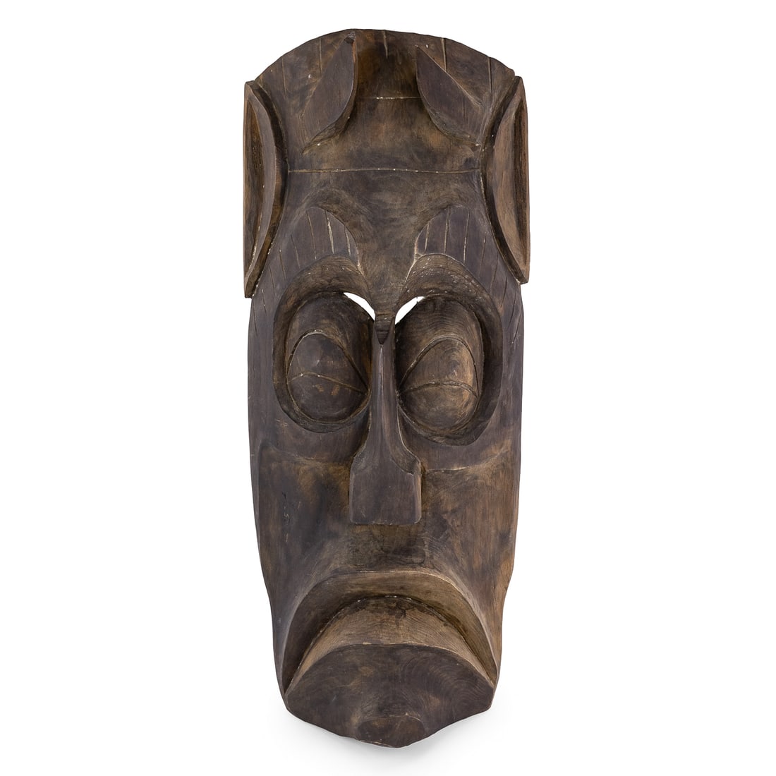 Ifugao or African Tiki Mask: Ifugao or African Tiki Mask, dark heavy wood, bold carving, 32" x 12"