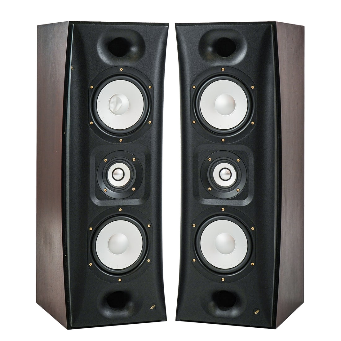 Pair of Thiel Audio MCS1 Speakers: Pair of Thiel Audio MCS1 Speakers - pair of very well regarded boutique speakers from high end (now defunct) Thiel audio. One speaker has dented dust cap.- 4 0hms impedance- untested but from a