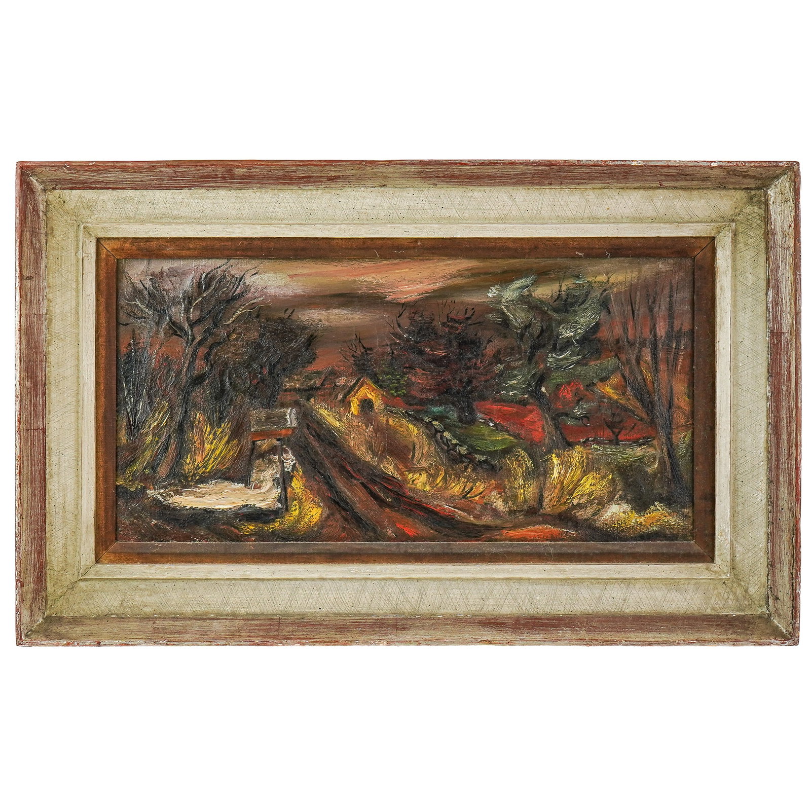 Stuart Edie (AM 1908-1974) Rural Landscape: Stuart Edie (American 1908-1974) Rural Landscape 12 x 24" 19 x 31" Signed on stretcher- identified on gallery tag. Edie was an American painter and art educator born in Wichita Falls, Texas. He
