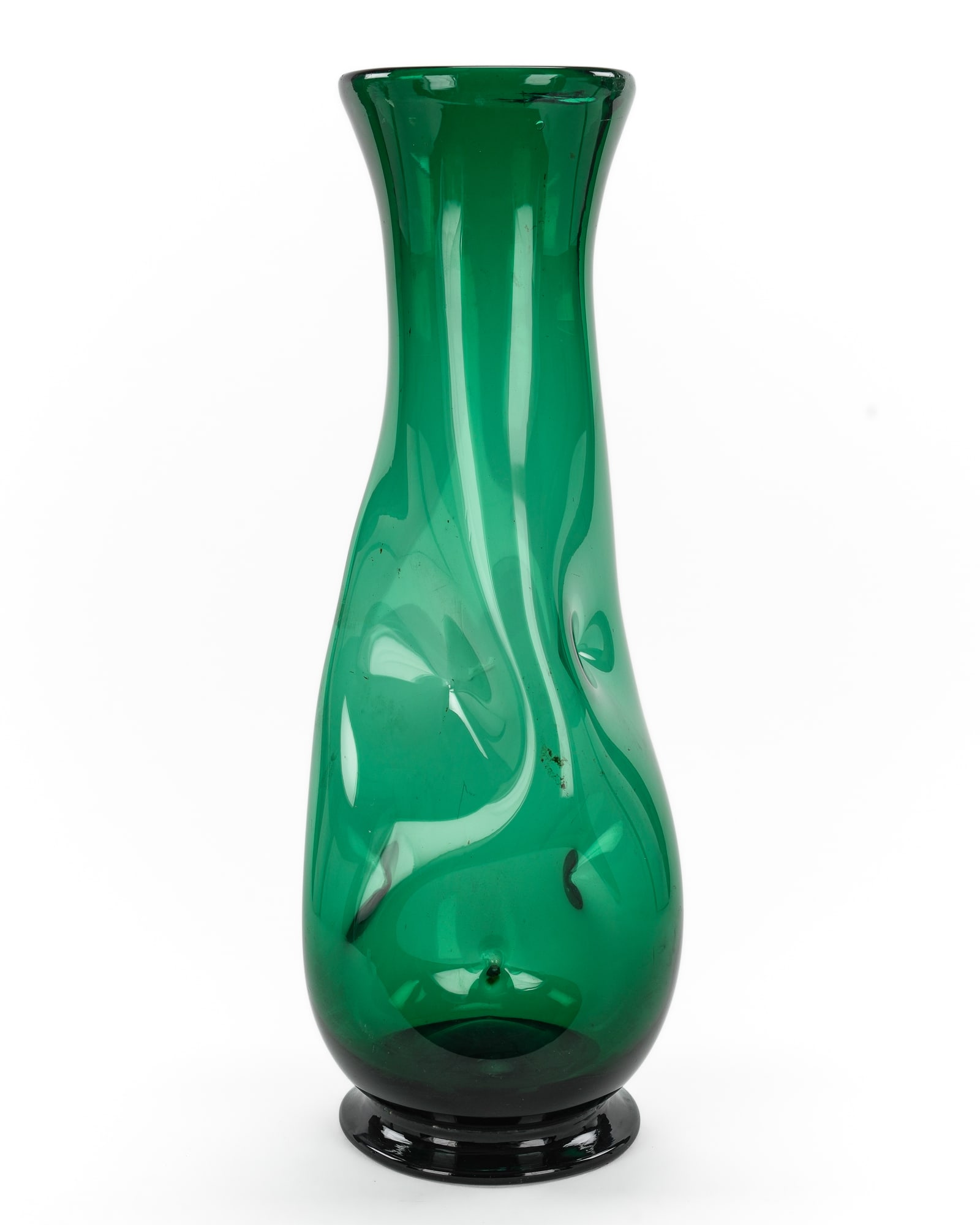 Large Blenko Emerald Dimpled Vase - 2