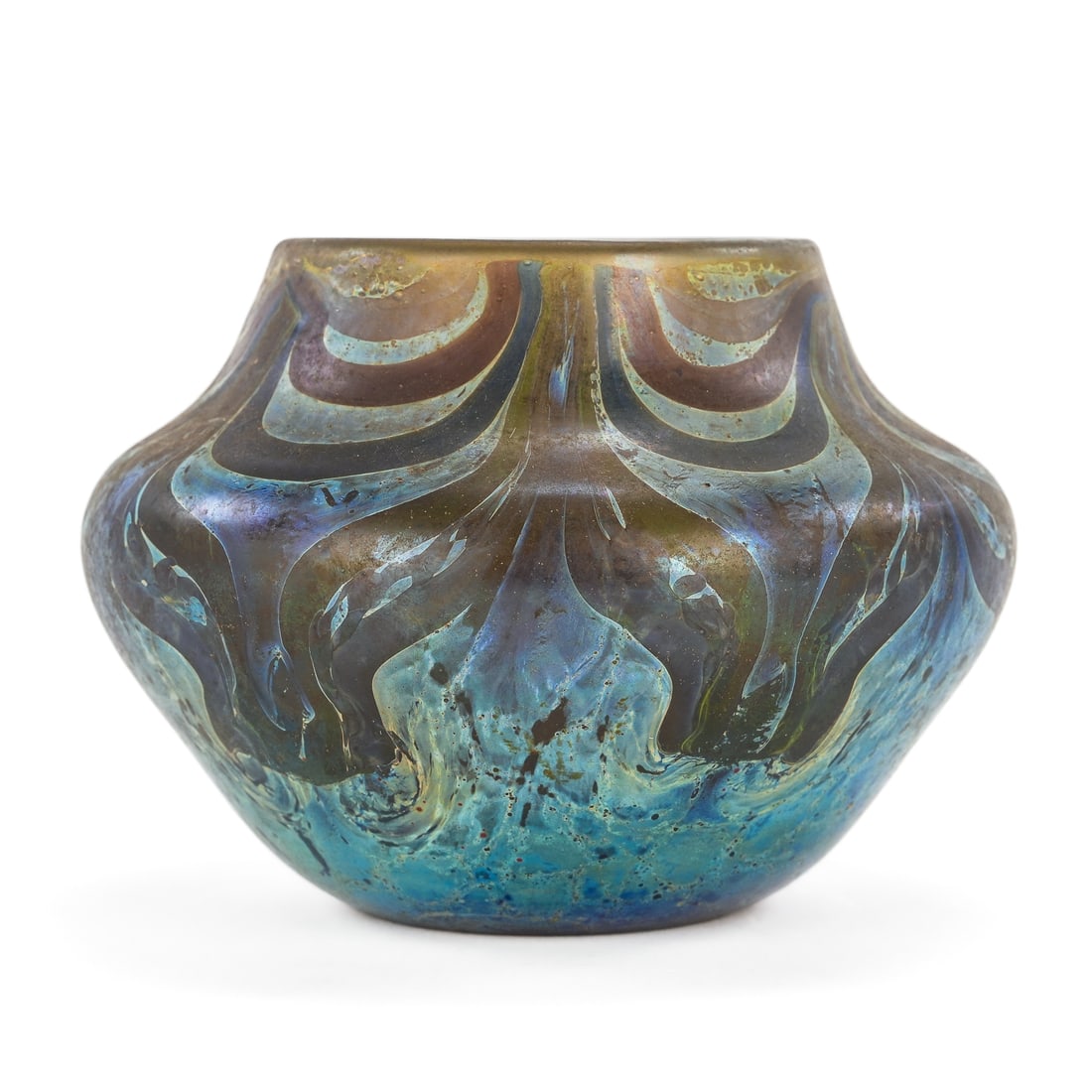 Loetz Style Pulled Feather Iridescent Vase - 3