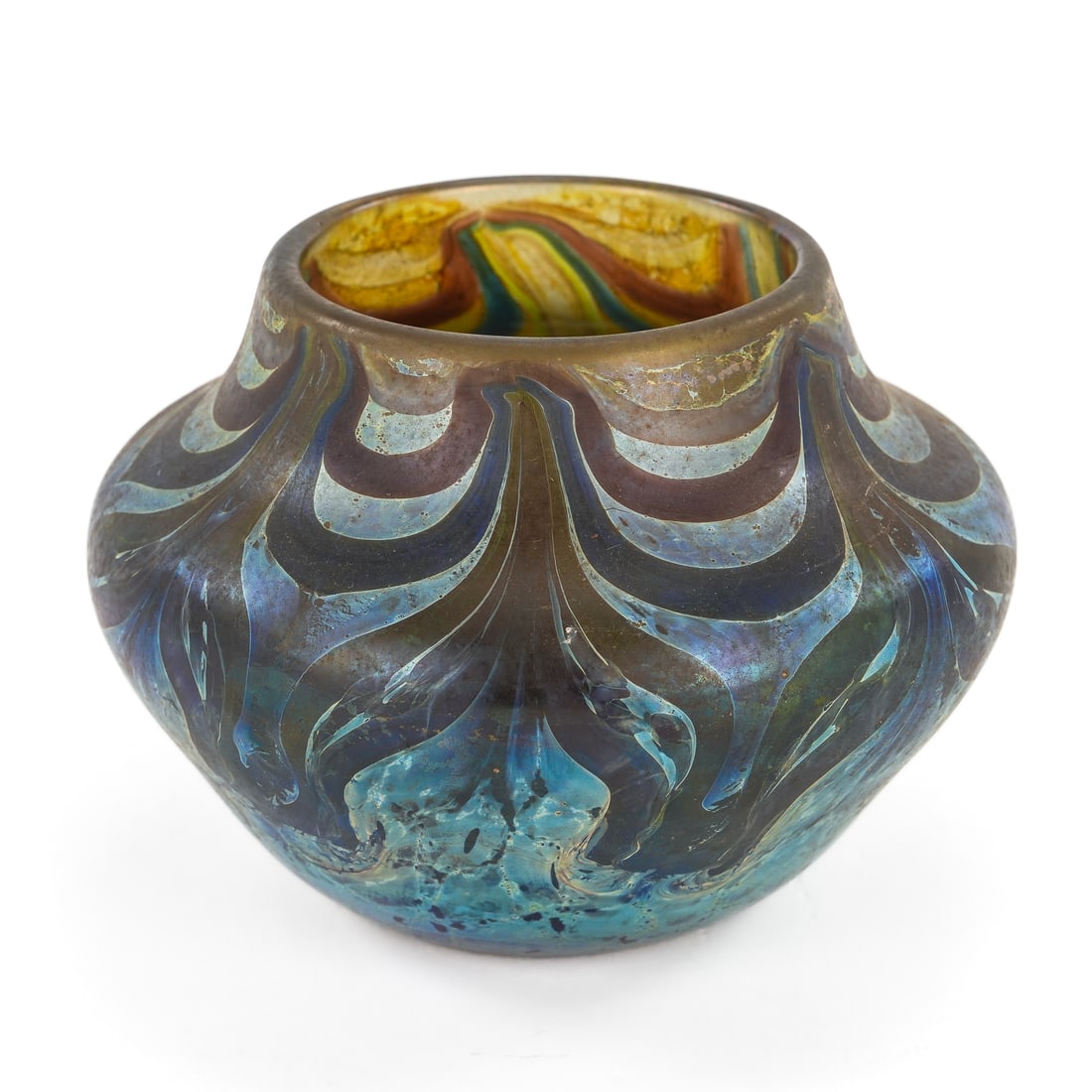 Loetz Style Pulled Feather Iridescent Vase - 4