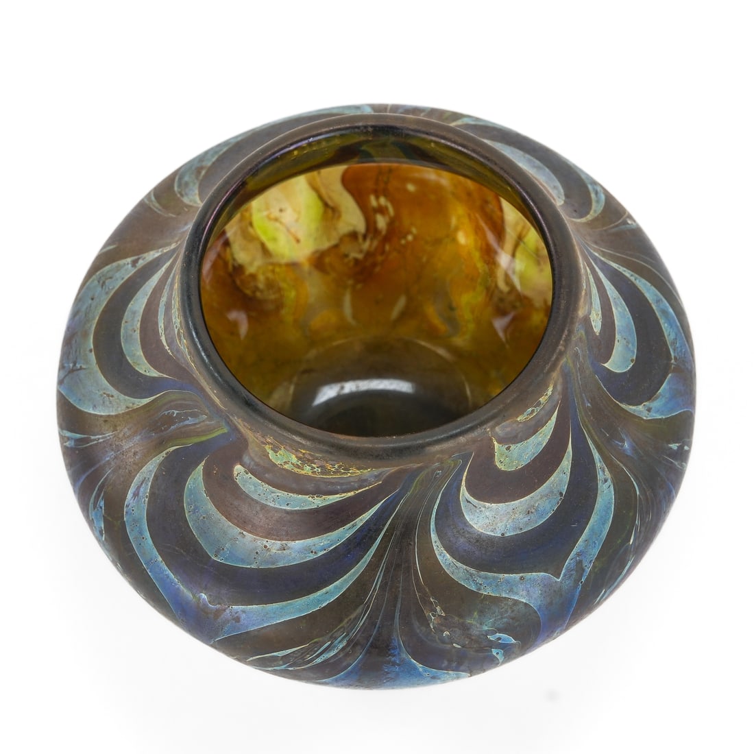 Loetz Style Pulled Feather Iridescent Vase - 5