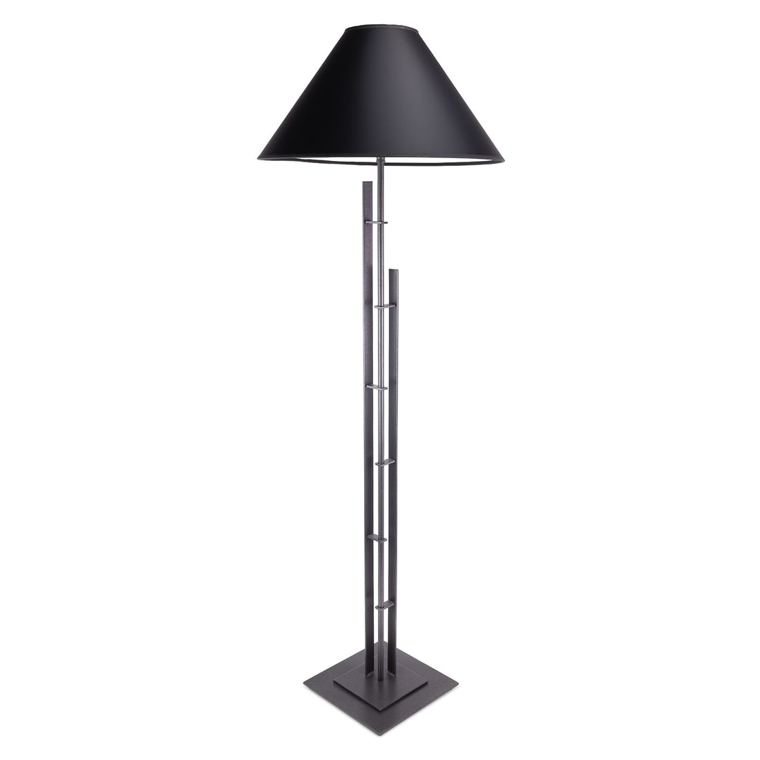 Hubbardton Forge Metra Floor Lamp: Contemporary Hubbardton Forge Metra Double Floor Lamp with shade, mint, like new condition, ht 57"