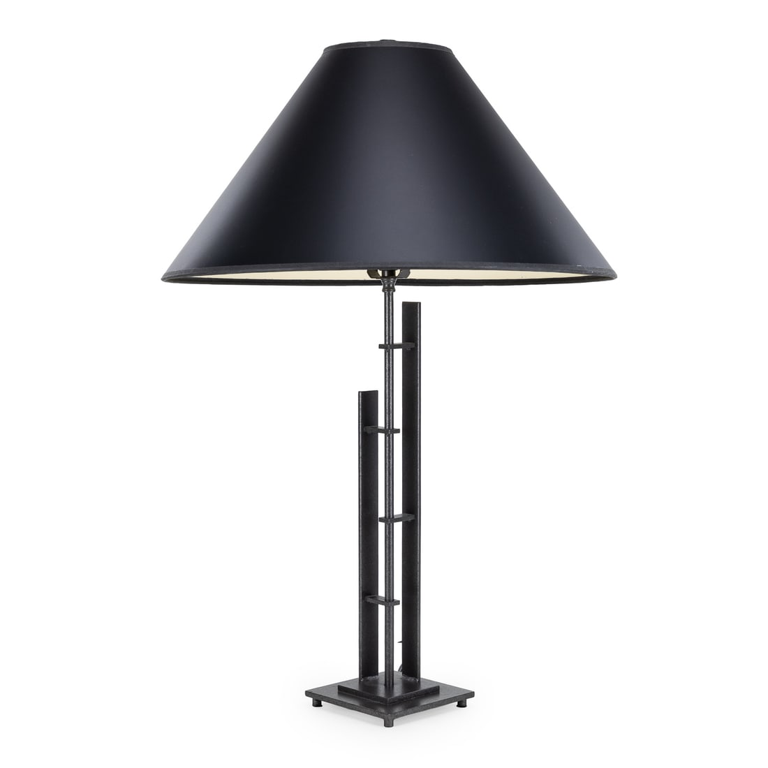 Hubbardton Forge Metra Table Lamp: Contemporary Hubbardton Forge Metra Double Table Lamp with shade, mint, like new condition, ht 26"