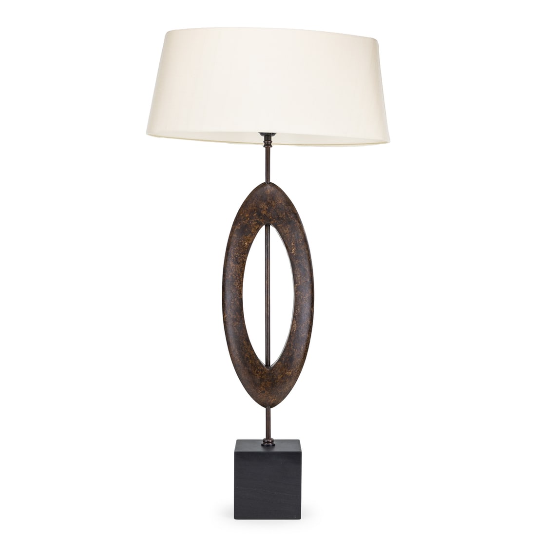 Porta Romana Manhattan Table Lamp: Contemporary Porta Romana "Sculpted Manhattan" table lamp with shade, excellent like new condition, ht 30"