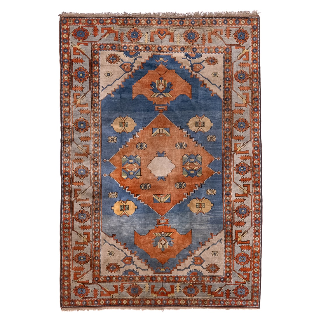 Turkish Serapi Main Carpet: Late 20th c Turkish Serapi, sculpted lines, good condition, 6' 9" x 9' 11"