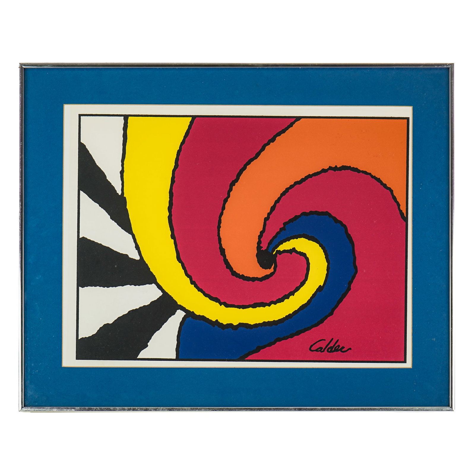 Alexander Calder (AM 1898-1976) Swirls: Alexander Calder (American 1898-1976) Swirls lithograph on paper facsimile signature in plate- Plate 17 x 23" 24 x 30" as framed. With two well known artists for parents Calder did the sensible thing 