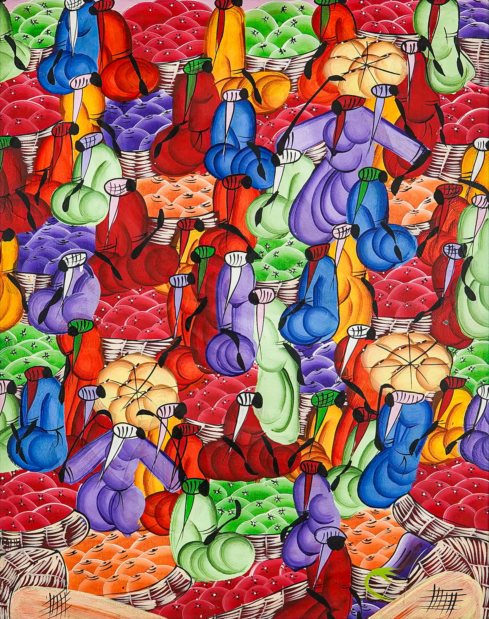 Three Hatian School Folk Paintings - 4