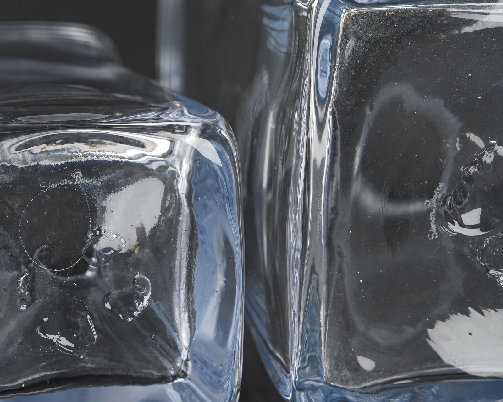 3 Simon Pearce Square Crystal Vases - 5