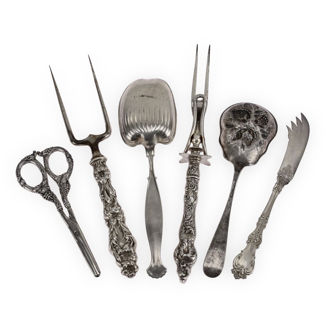 6 pcs. Ornate Sterling Silver Serving Flatware - 2
