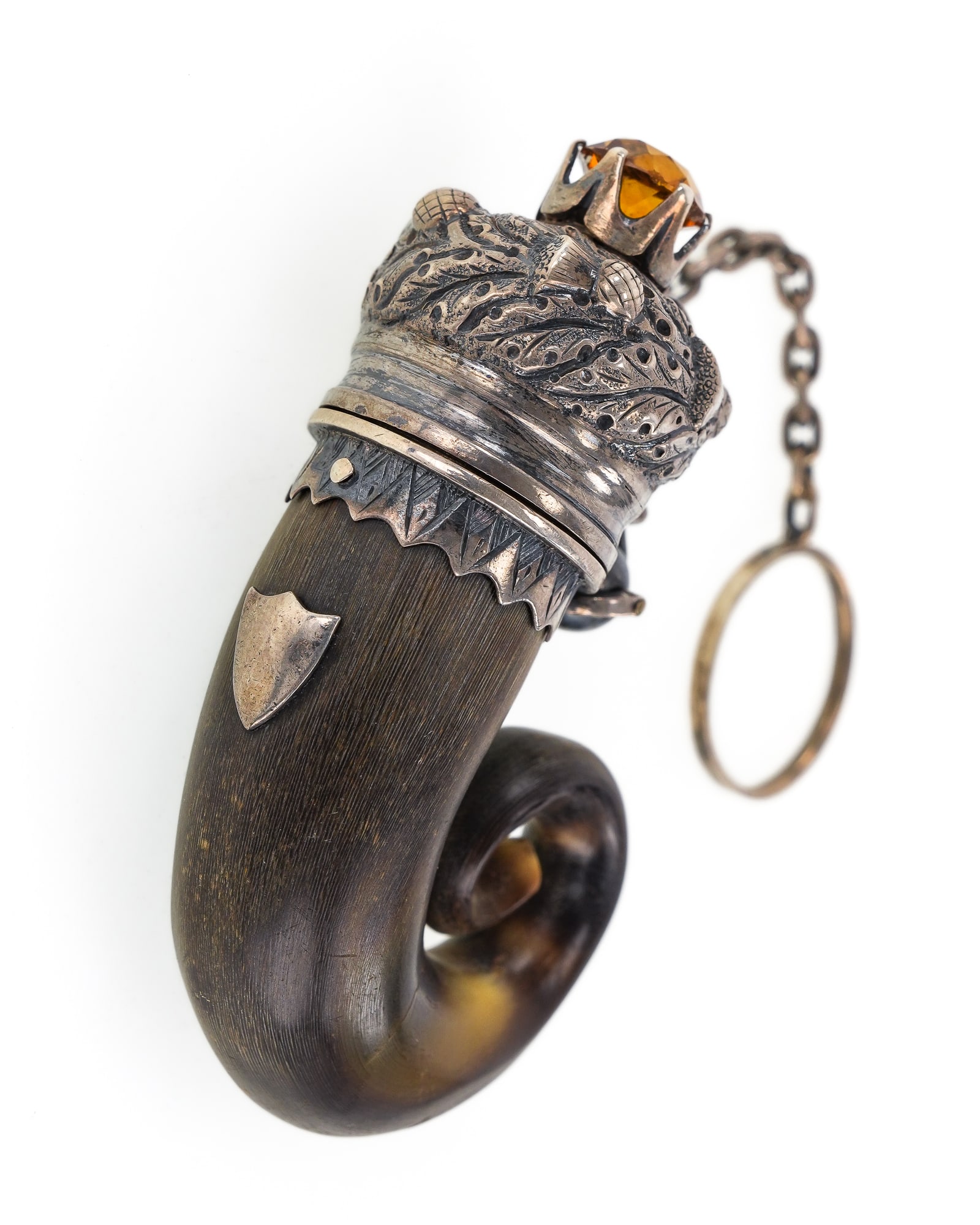 Silver & Citrine Scottish Snuff Mull - 2