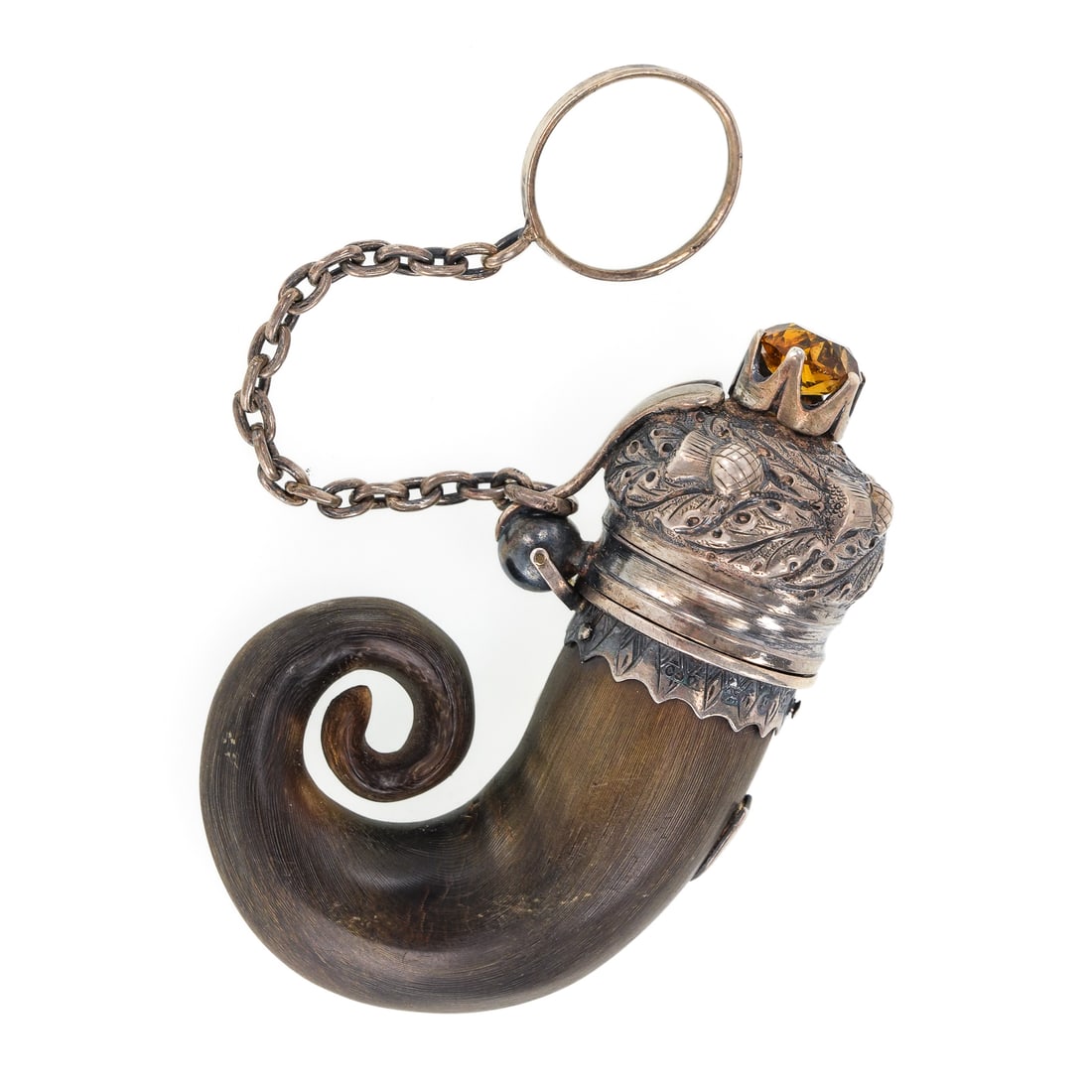 Silver & Citrine Scottish Snuff Mull - 4