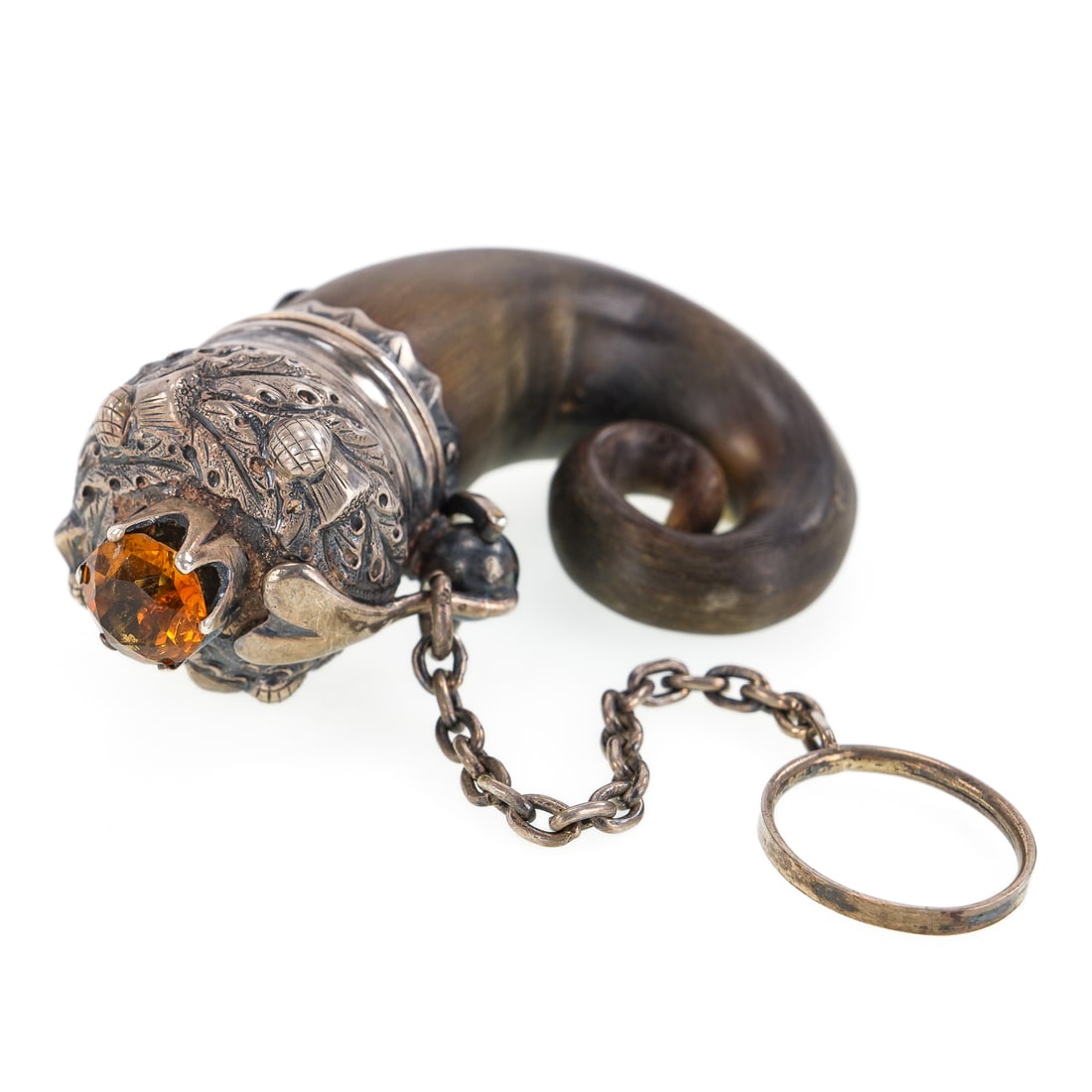 Silver & Citrine Scottish Snuff Mull - 5