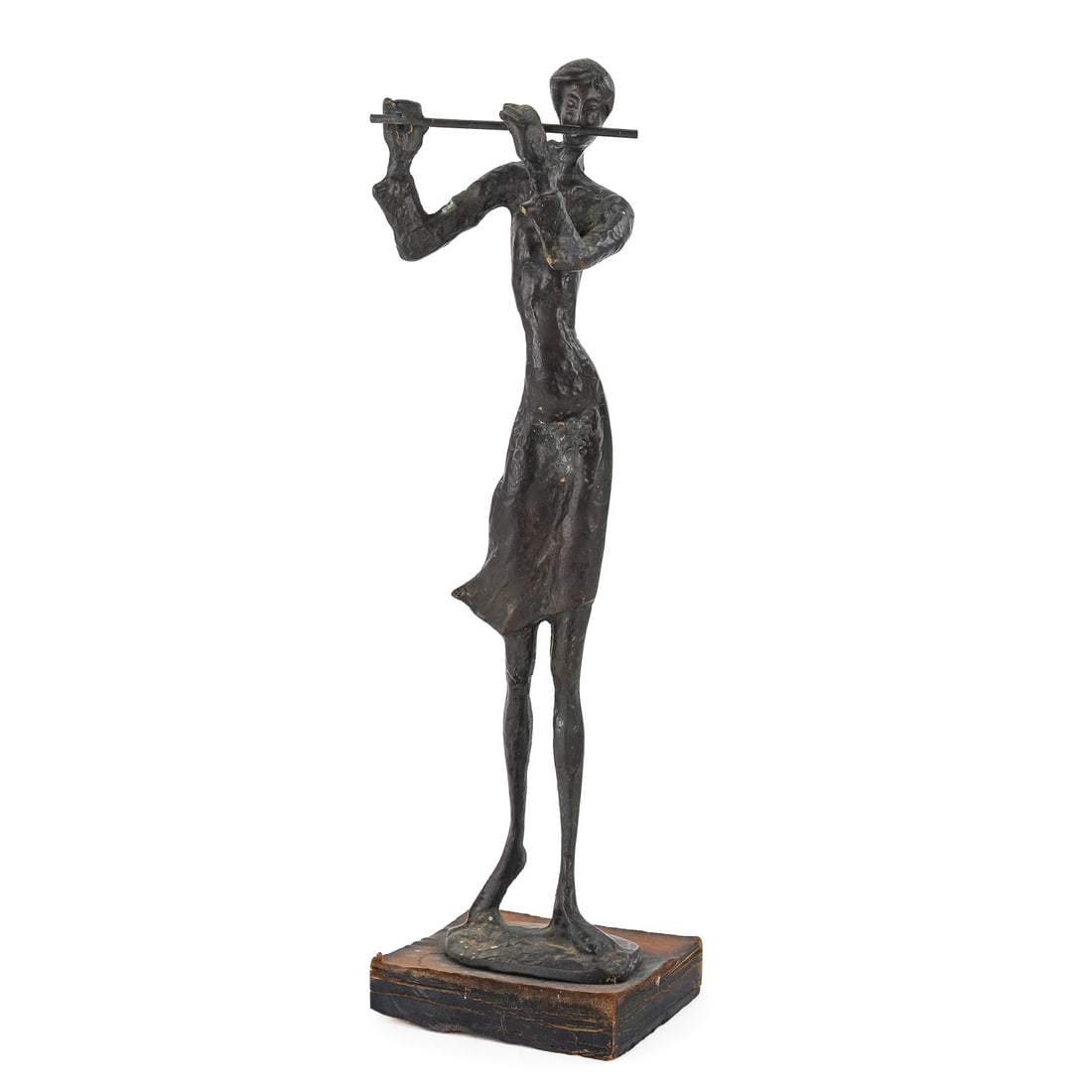 Brutalist Bronze of a Flutist (1 of 1)