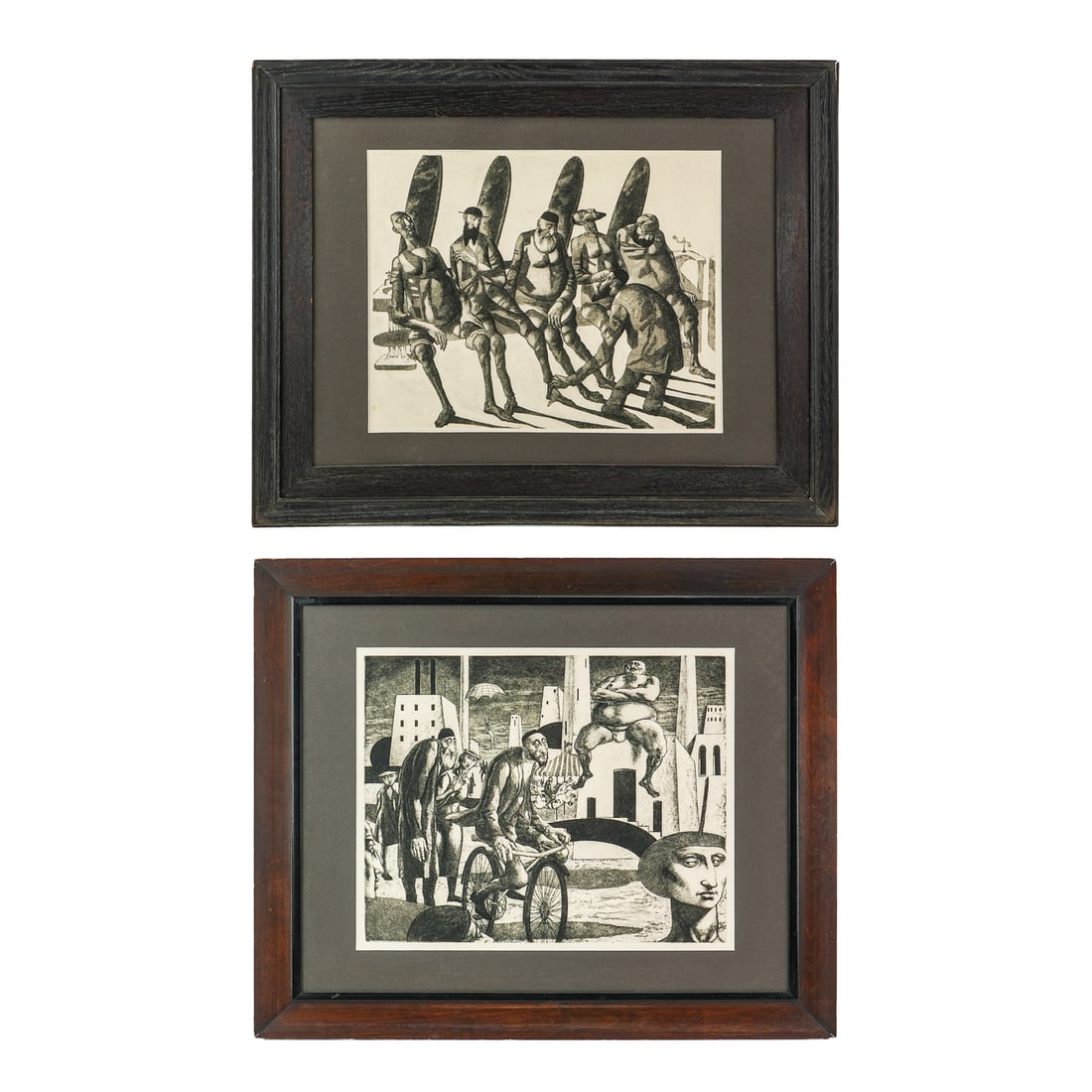 John Fenton (AM 1912-1977) Two Aquatint/etchings: John Fenton (American 1912-1977) Two Surrealist Aquatint prints on paper by Fenton - Neither visibly signed or identified, from the collection of a Hudson NY art collector who was friendly with the