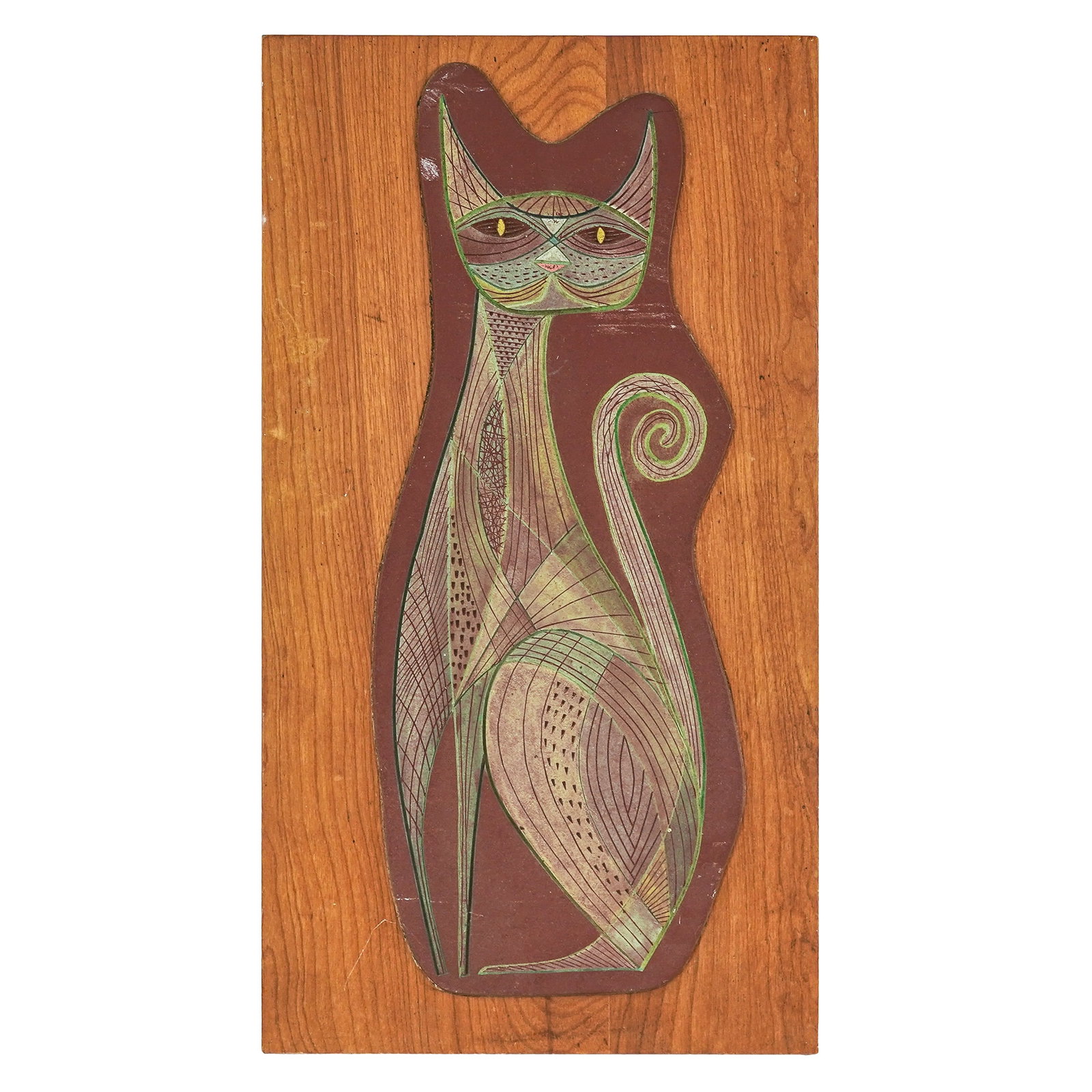 Unsigned Linocut- "The Egyptian Cat" (1 of 3)